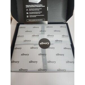 Silvery Bed Sheets 4 Pc Set Silver-Infused Soft Fabric Cool Gray King Size NIB